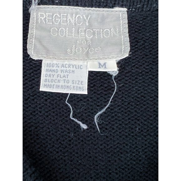 Vintage Black V-Neck Sweater with Sequin Shoulders | Size Medium - Picture 4 of 6